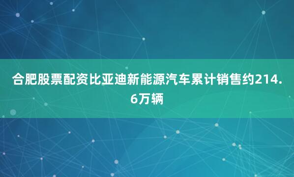 合肥股票配资比亚迪新能源汽车累计销售约214.6万辆
